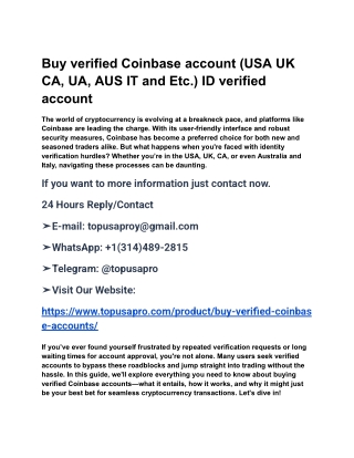 Buy verified Coinbase account (USA UK CA, UA, AUS IT and Etc