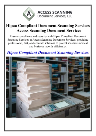 Hipaa Compliant Document Scanning Services | Access Scanning Document Services