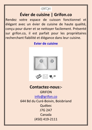 Évier de cuisine  Grifon.co