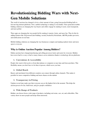 Revolutionizing Bidding Wars with Next-Gen Mobile Solutions