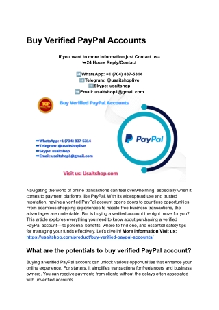 Top Best Place to Buy Verified Paypal Account In 2025