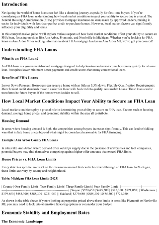 How Local Market Conditions Impact Your Ability to Secure an FHA Loan
