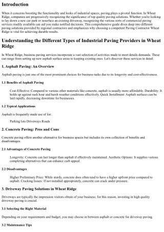 Recognizing the Various Types of Business Paving Providers in Wheat Ridge