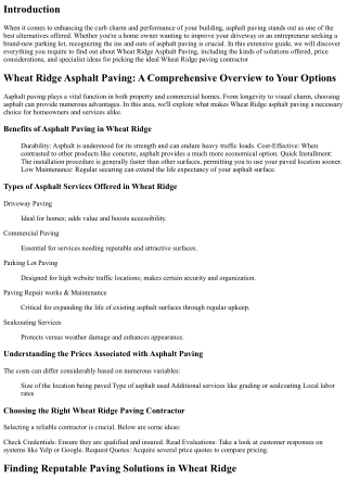 Wheat Ridge Asphalt Paving: A Comprehensive Guide to Your Choices