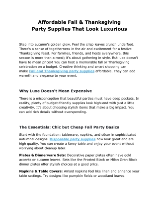 Affordable Fall & Thanksgiving Party Supplies That Look Luxurious