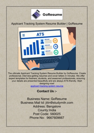 Applicant Tracking System Resume Builder | GoResume