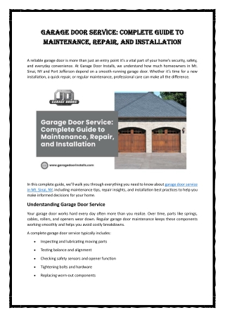 Garage Door Service: Complete Guide to Maintenance, Repair, and Installation