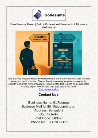 Free Resume Maker | Build a Professional Resume in 2 Minutes – GoResume
