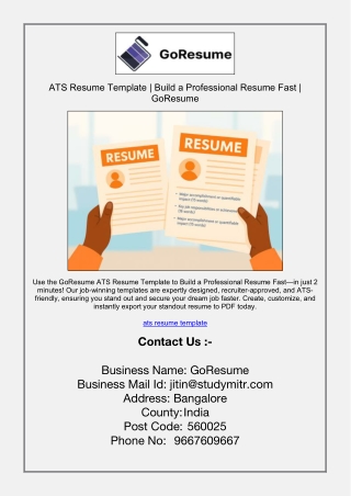 ATS Resume Template | Build a Professional Resume Fast | GoResume