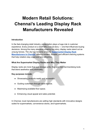 Modern Retail Solutions: Chennai’s Leading Display Rack Manufacturers Revealed