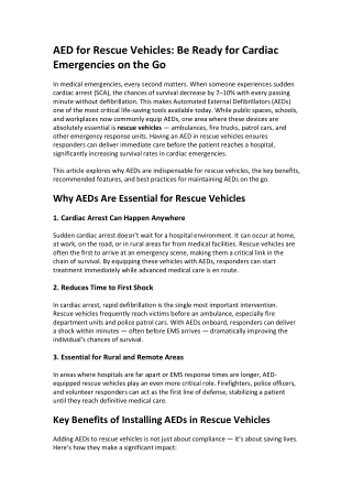 AED for Rescue Vehicles