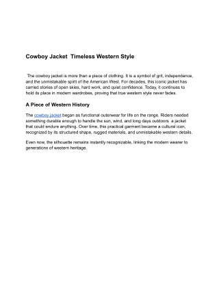 Cowboy Jackets Rugged Style with Western Heritage