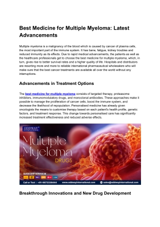 Best Medicine for Multiple Myeloma: Latest Advancements