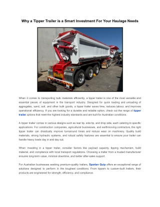 Why a Tipper Trailer is a Smart Investment For Your Haulage Needs