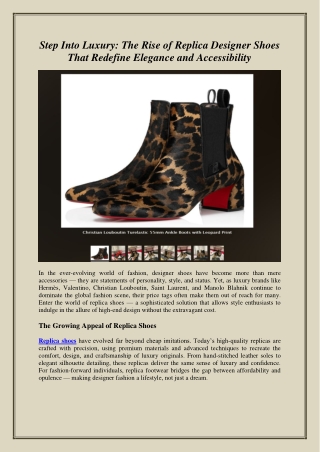 Step Into Luxury The Rise of Replica Designer Shoes That Redefine Elegance and Accessibility