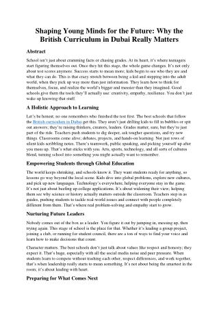 Shaping Young Minds for the Future: Why the British Curriculum in Dubai Really M