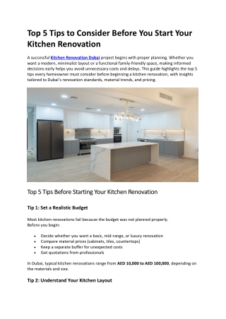 Top 5 Tips to Consider Before You Start Your Kitchen Renovation