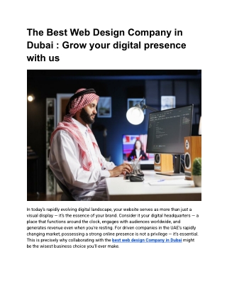 The Best Web Design Company in Dubai _ Grow your digital presence with us