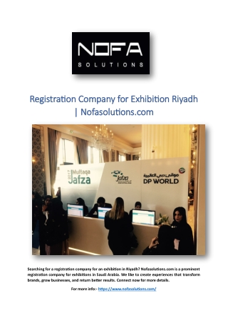 Registration Company for Exhibition Riyadh | Nofasolutions.com