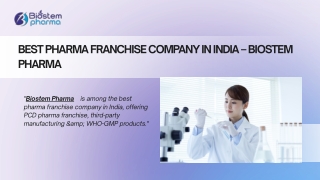Best Pharma Franchise Company in India – Biostem Pharma