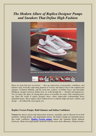 The Modern Allure of Replica Designer Pumps and Sneakers That Define High Fashion