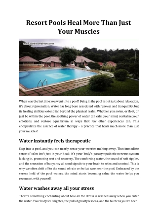 Resort Pools Heal More Than Just Your Muscles