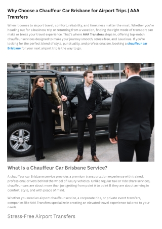 Why Choose a Chauffeur Car Brisbane for Airport Trips  AAA Transfers