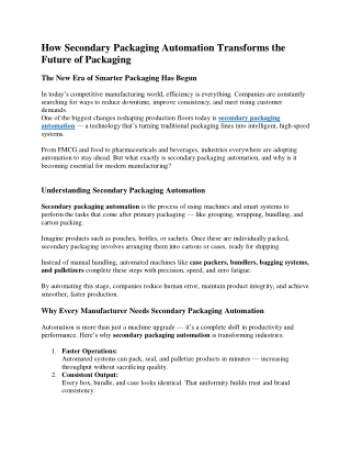 Secondary Packaging Automation