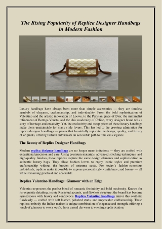 The Rising Popularity of Replica Designer Handbags in Modern Fashion