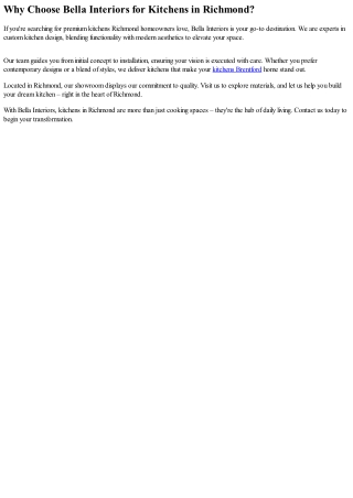 Tailored Kitchens Richmond – Crafted for Your Home