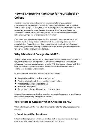How to Choose the Right AED for Your School or Col