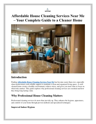 Affordable House Cleaning Services Near Me for a Spotless Living Space