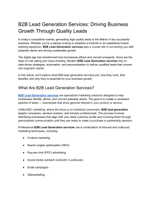 Driving Business Growth Through Quality Leads