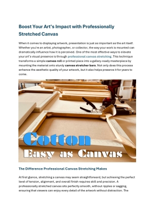Boost Your Art’s Impact with Professionally Stretched Canvas