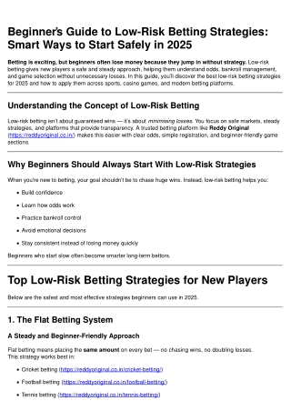 Safe Betting Markets Guide 2025: Beginner-Friendly Low-Risk Options