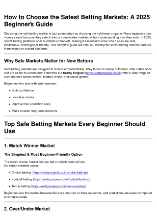 Beginner’s Low-Risk Betting Tips for Smarter Betting in 2025