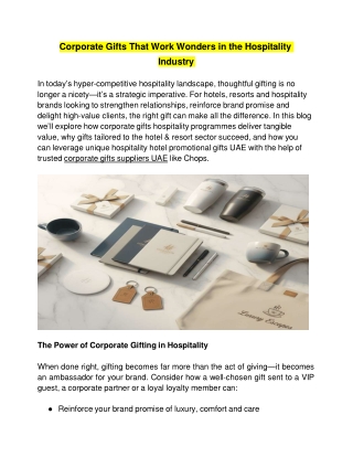 Corporate Gifts That Work Wonders in the Hospitality Industry