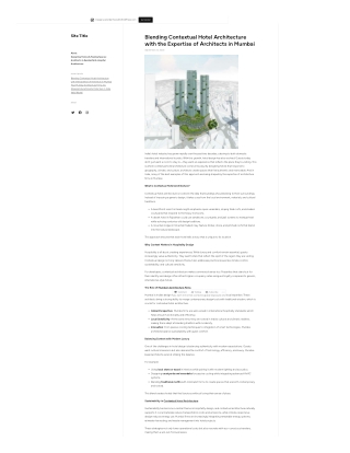 Blending Contextual Hotel Architecture with the Expertise of Architects in Mumbai