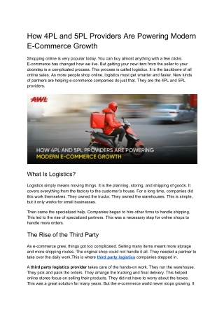 How 4PL and 5PL Providers Are Powering Modern E-Commerce Growth