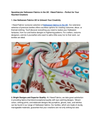Spooktacular Halloween Fabrics in the UK  I Need Fabrics – Perfect for Your Haunted Creations
