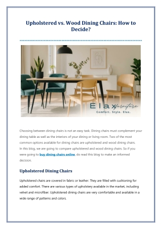 Upholstered vs. Wood Dining Chairs How to Decide