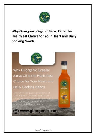 Why Girorganic Organic Sarso Oil Is the Healthiest Choice for Your Heart and Daily Cooking Needs