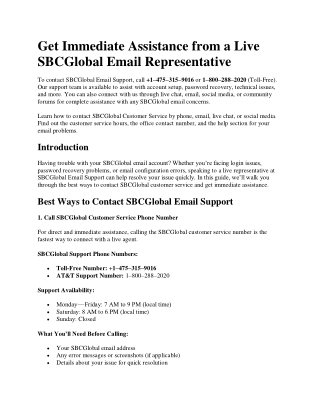 How do I Contact SBCGlobal Email Helpline USA?  1-475-315-9016
