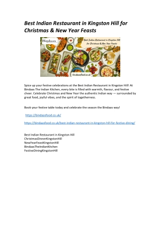 Best Indian Restaurant in Kingston Hill for Christ