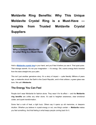 Moldavite Ring Benefits_ Why This Unique Moldavite Crystal Ring is a Must-Have — Insights from Trusted Moldavite Crystal