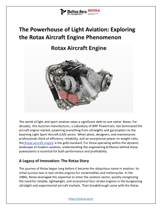 Rotax Aircraft Engine Guide: Performance, Features & Maintenance