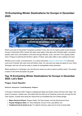 10 Enchanting Winter Destinations for Europe in December 2025