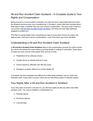 Hit and Run Accident Claim Scotland – A Complete Guide to Your Rights and Compensation