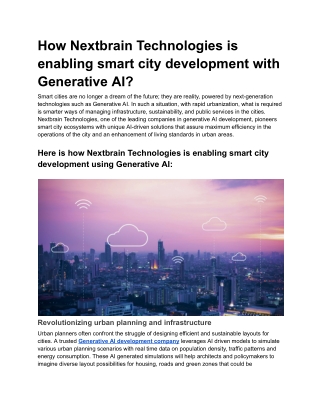 How Nextbrain Technologies is enabling smart city development with Generative AI?