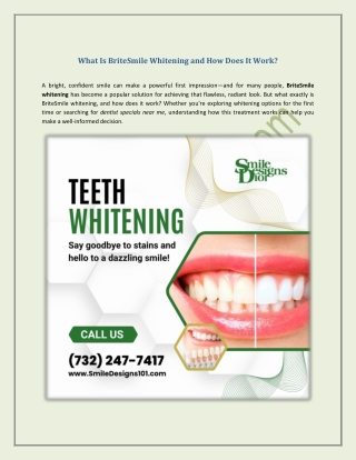 What Is BriteSmile Whitening and How Does It Work